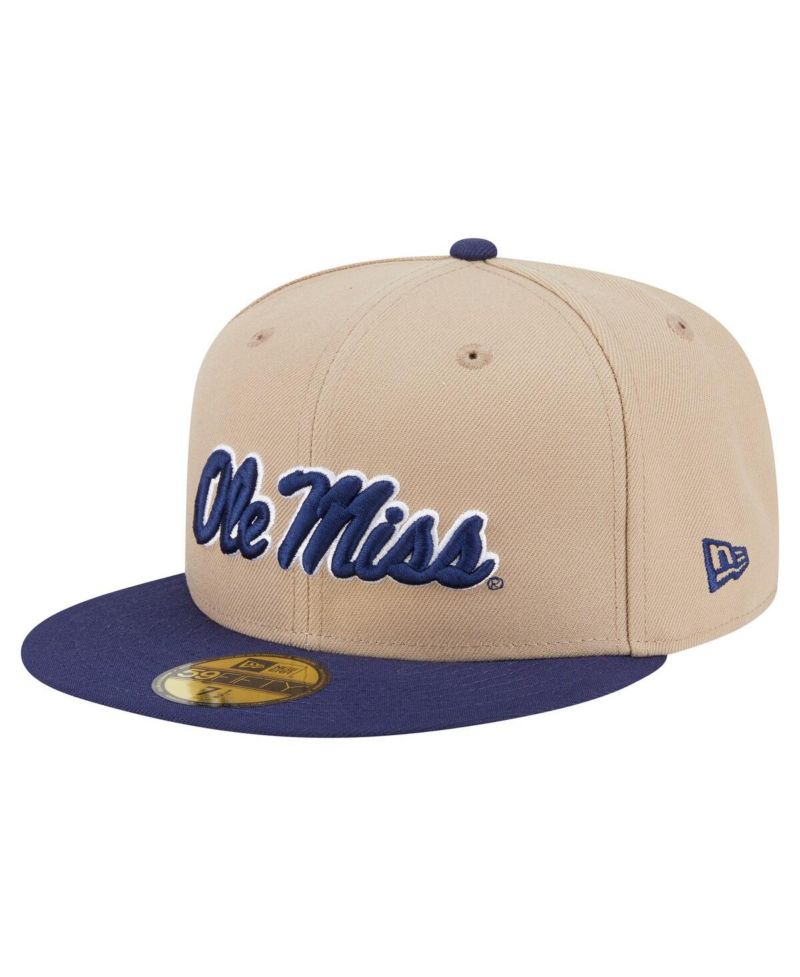 Men's Khaki Ole Miss Rebels Two-Tone 59FIFTY Fitted Hat