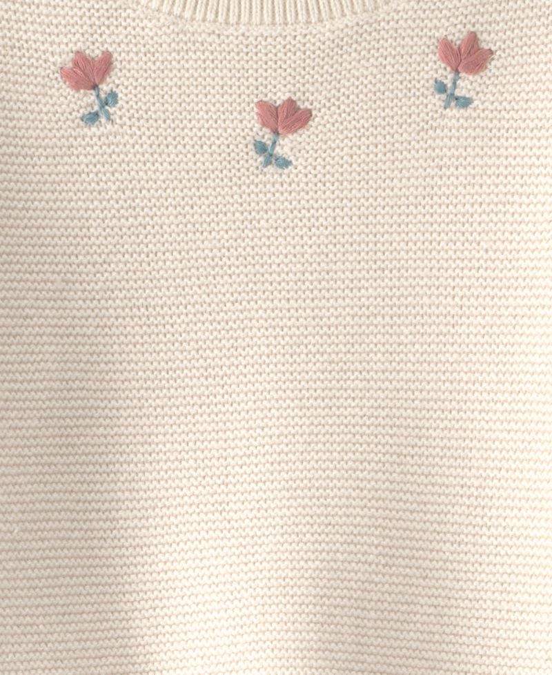 Baby Girls' Sweater Knit Floral-Embroidered Sweater and Pants, 2-Piece Set