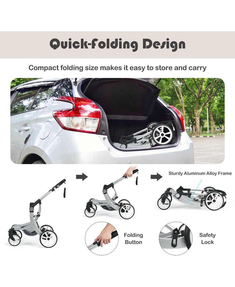 Folding Aluminum Infant Reversible Stroller with Diaper Bag