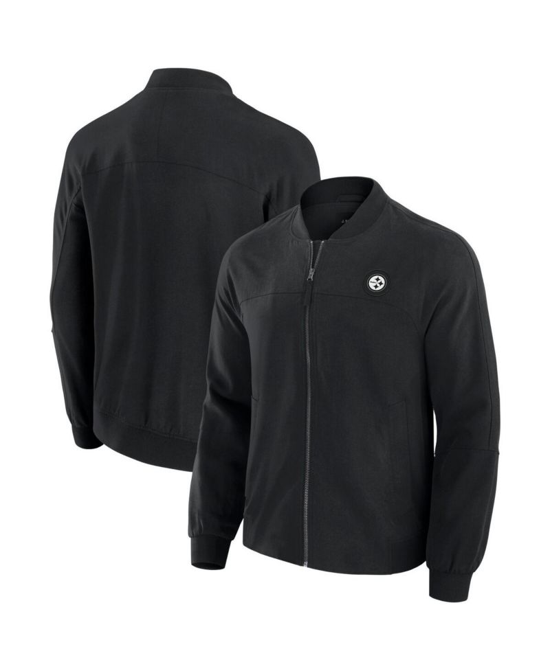 Men's Black Pittsburgh Steelers Lightweight Cover-4 Tri-Blend Full-Zip Jacket