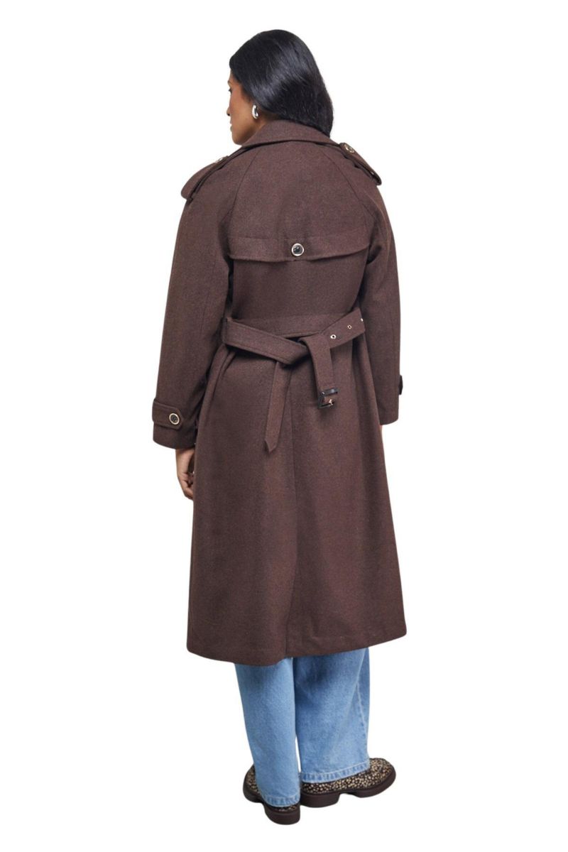 Women's Wool Mix Belted Trench Coat