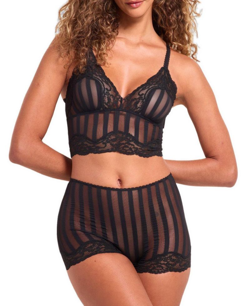 Women's Cove Lace Striped-Longline Bralette and Shortie, 2-Piece Set