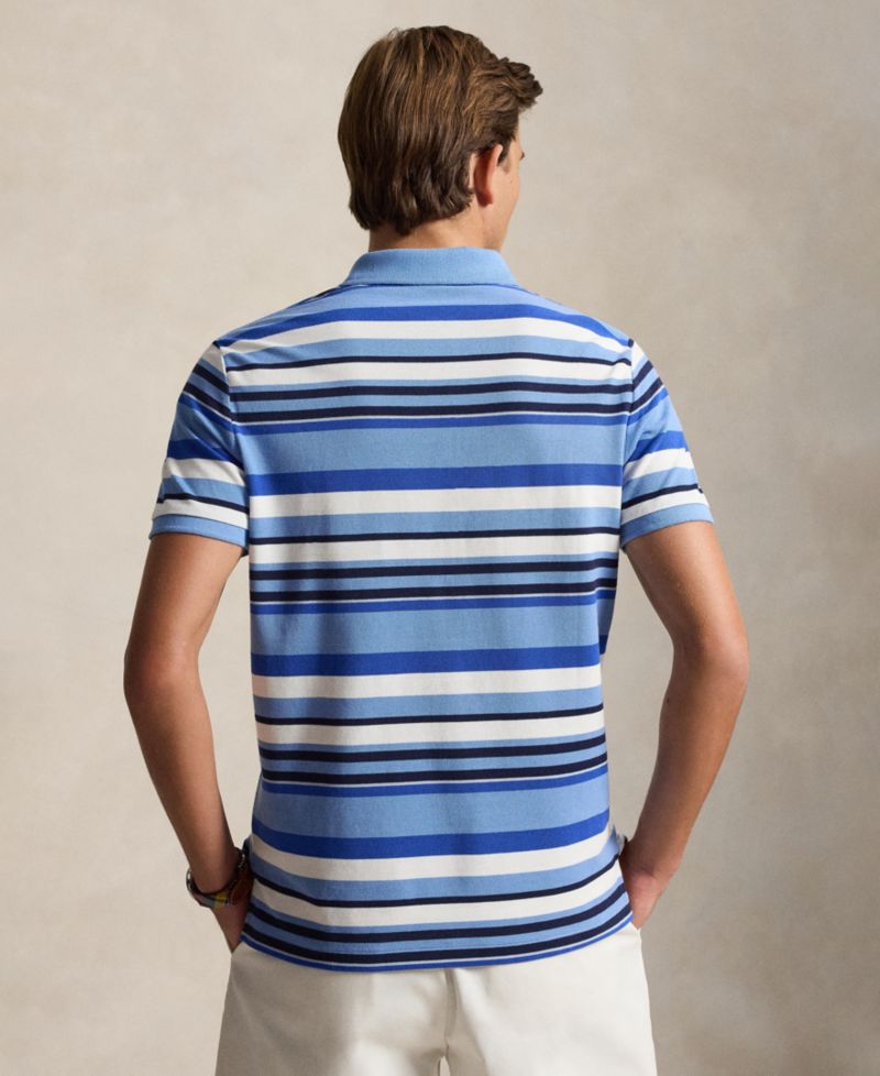 Men's Custom Slim-Fit Striped Mesh Polo Shirt