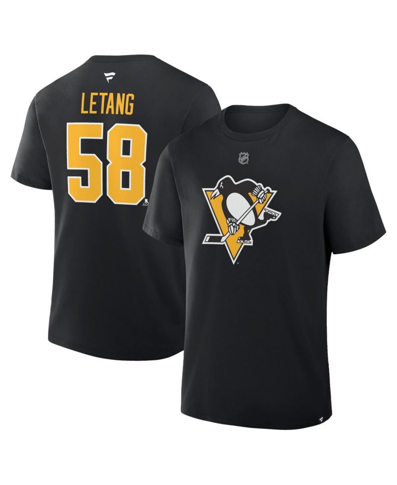 Men's Kris Letang Black Pittsburgh Penguins Authentic Stack Name & Number T-Shirt