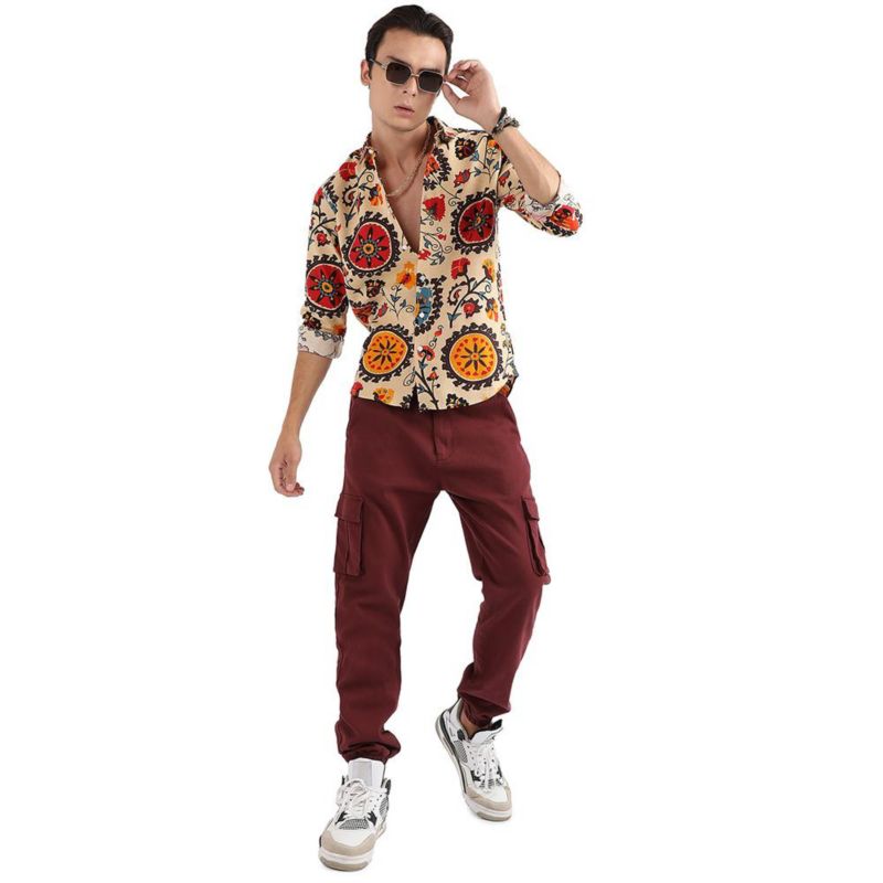Men's Multicolour Ethnic Floral Shirt