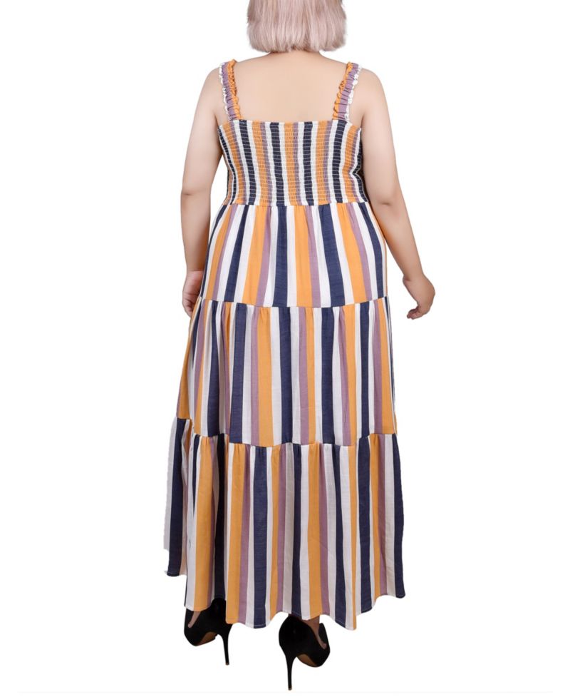 Plus Size Smocked-Bodice Tiered Dress