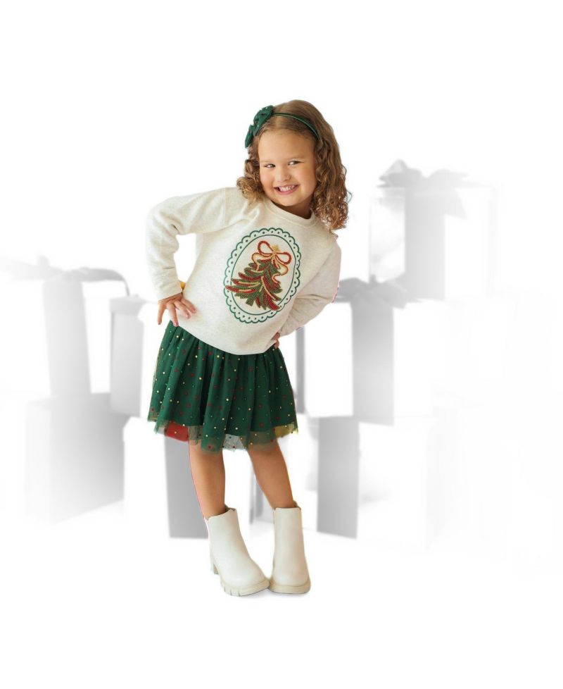 Girls' 4-16 Sequin Christmas Tree Sweatshirt