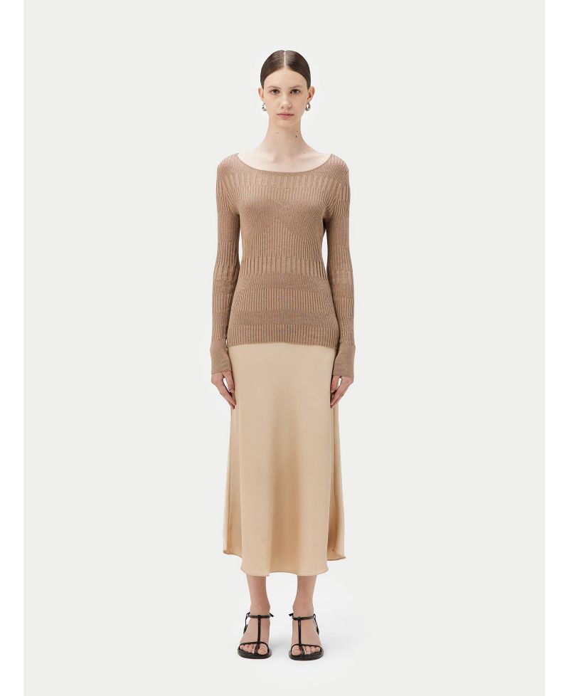 Juniors' Ribbed Cotton Silk Cashmere Blend Sweater