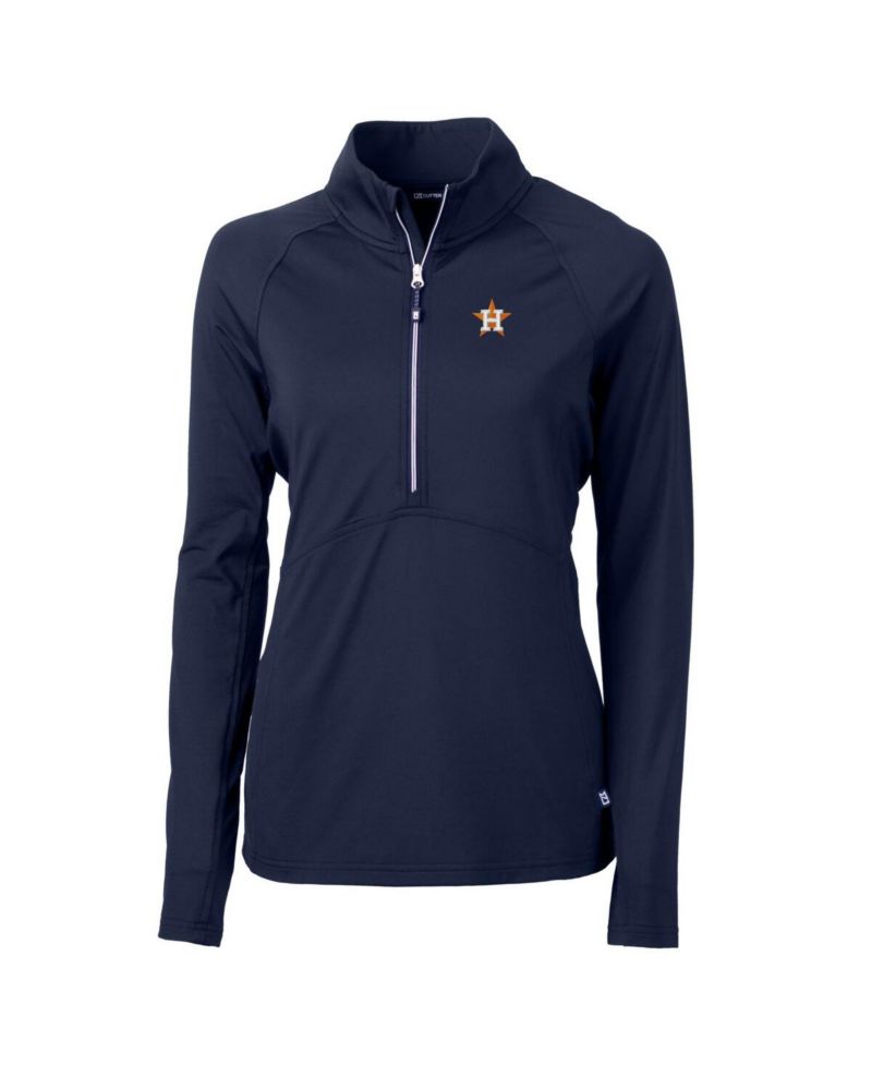 Women's Navy Houston Astros Adapt Eco Knit Stretch Half-Zip Pullover Top