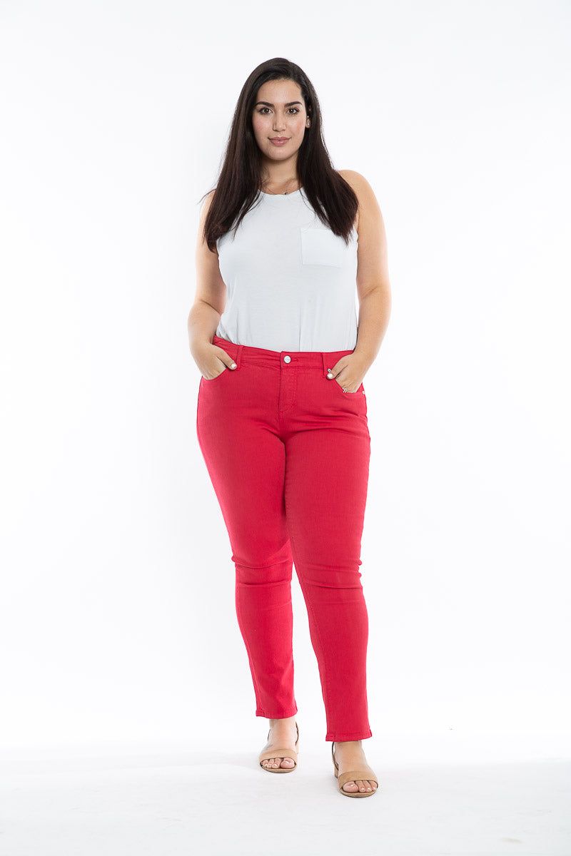 Plus Size Color Mid Rise Slim pants