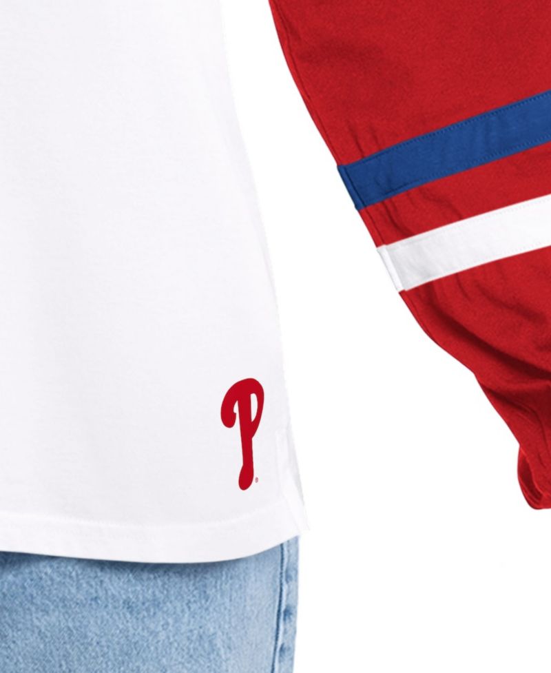 Women's White/Red Philadelphia Phillies Key Player Oversized Long Sleeve Hoodie