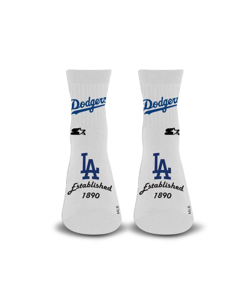 Men's and Women's White Los Angeles Dodgers Established Stencil Quarter Socks