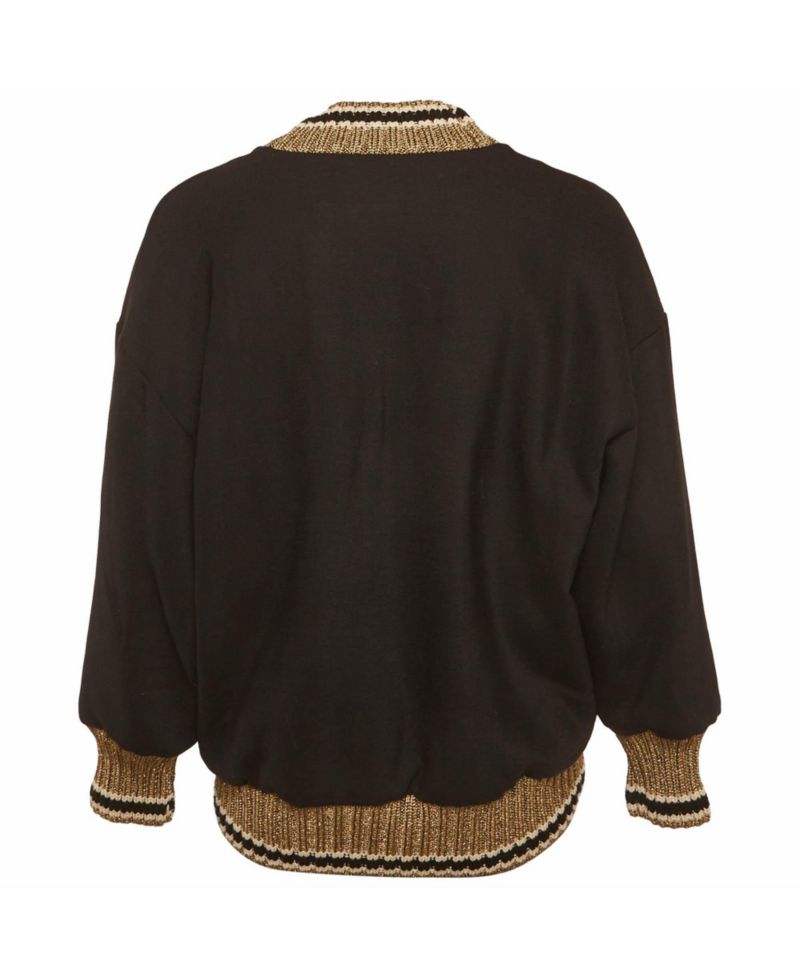 Women's Lurex Knit Trim Gabardine Jacket