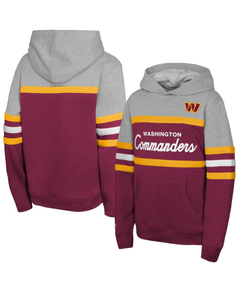 Big Boys and Girls Mitchell Ness Burgundy Washington Commanders Throwback Head Coach Pullover Hoodie