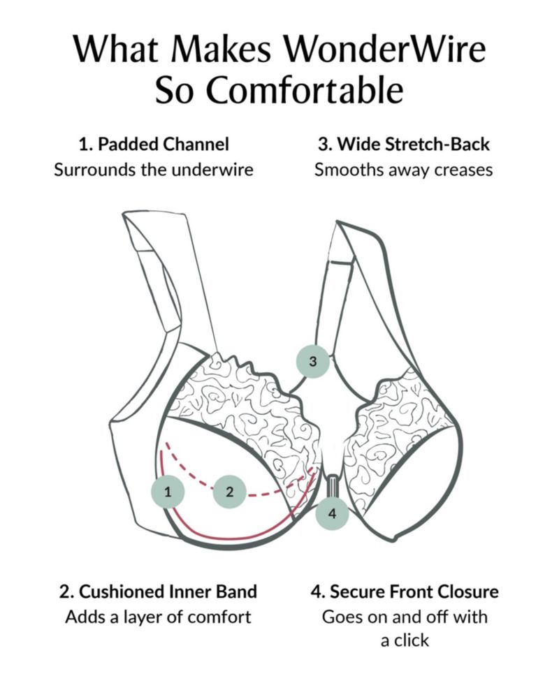 Women's Plus Size Front Close Wonder Wire Bra with Smoothing Back 1247