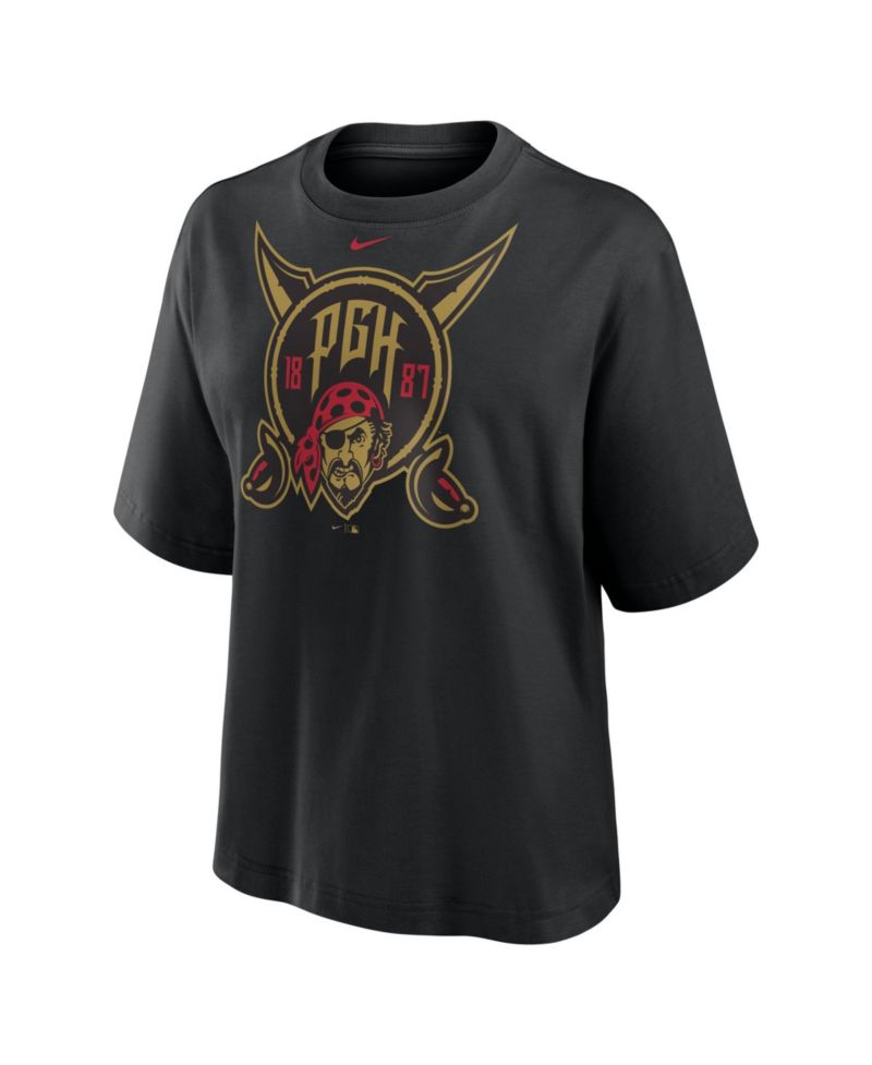 Women's Black Pittsburgh Pirates Premium Essentials Relaxed Boxy T-Shirt