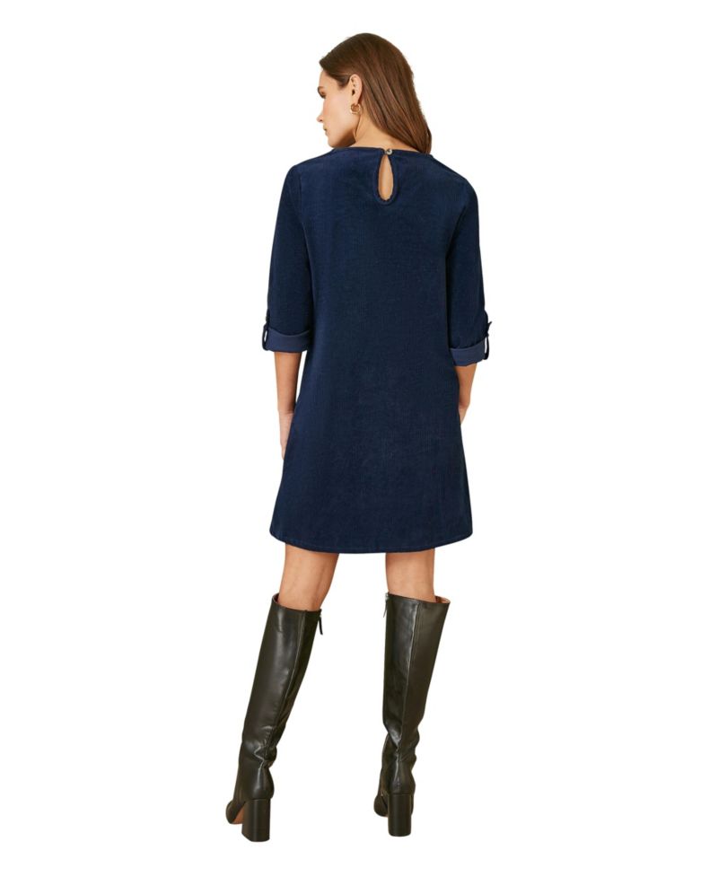 Women's Cord Tunic Dress With Pockets