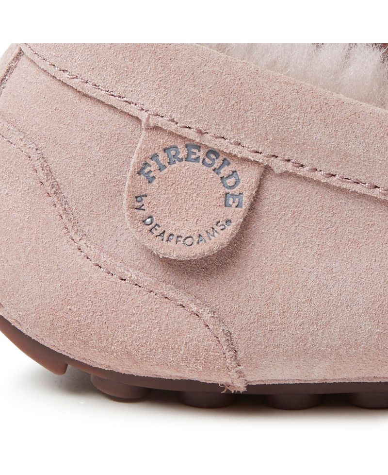 Dearfoams Women's Fireside Mel Genuine Shearling Moccasin Slipper
