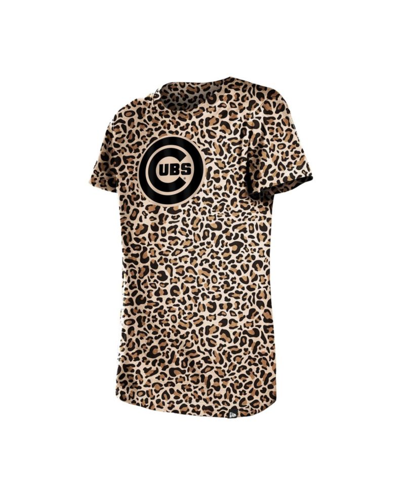 Big Girls Brown Chicago Cubs Leopard T-Shirt