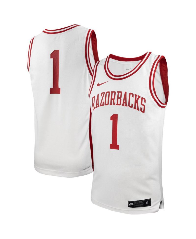 Men's 1 White Arkansas Razorbacks Replica Basketball Jersey