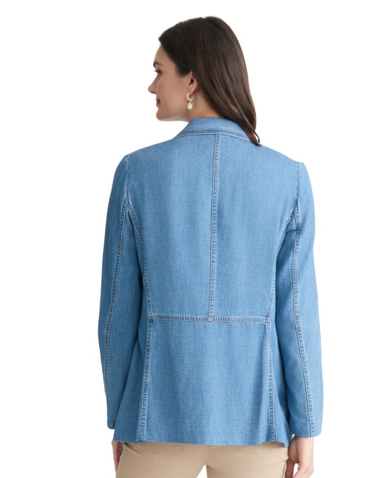 Petite Notch Collar Denim Blazer