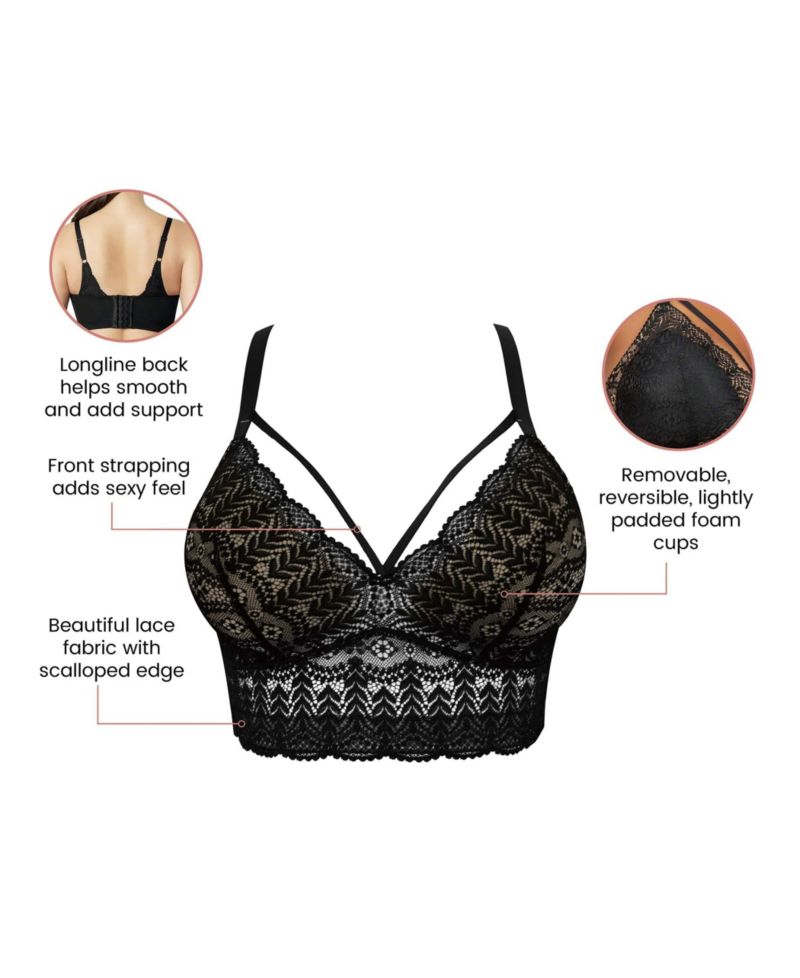Women's Mia Wire-Free Padded Lace Bralette, Sandstone, 40H