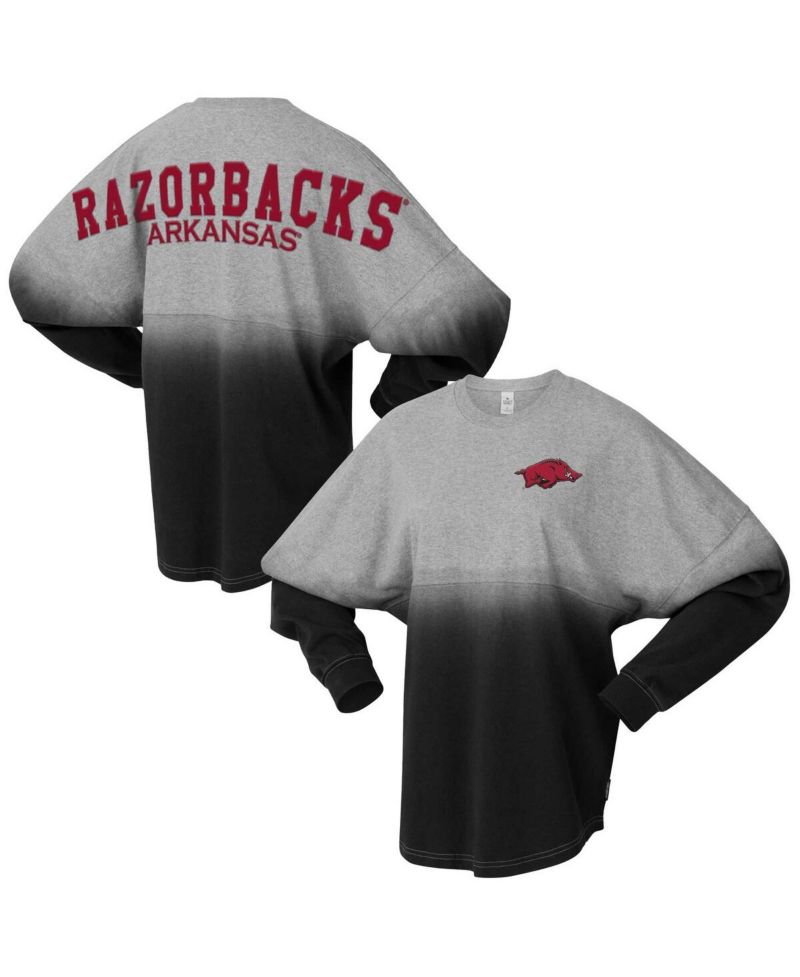Men's and Women's Black/Gray Arkansas Razorbacks Ombre Long Sleeve T-Shirt