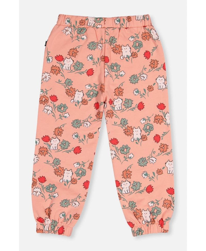 Baby Girls French Terry Sweatpants Pink Cat Print