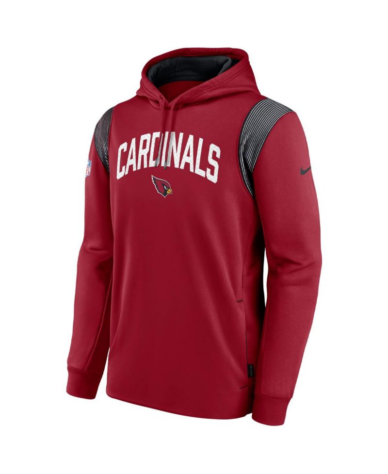 Men's Cardinal Arizona Cardinals Sideline Athletic Stack Performance Pullover Hoodie