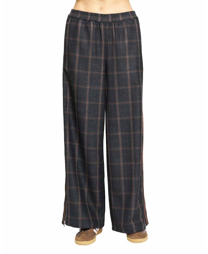 Women's Lyla Plaid Wide-Leg Pull-On Trousers