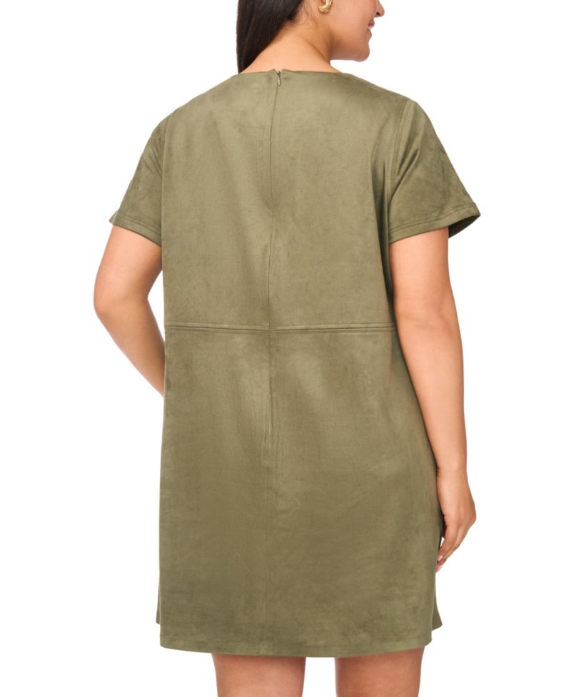 Plus Size Paneled Exposed Stitching Shift Mini Dress