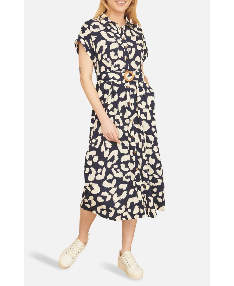 Women's Abstract Animal Print Relaxed Midi Dress