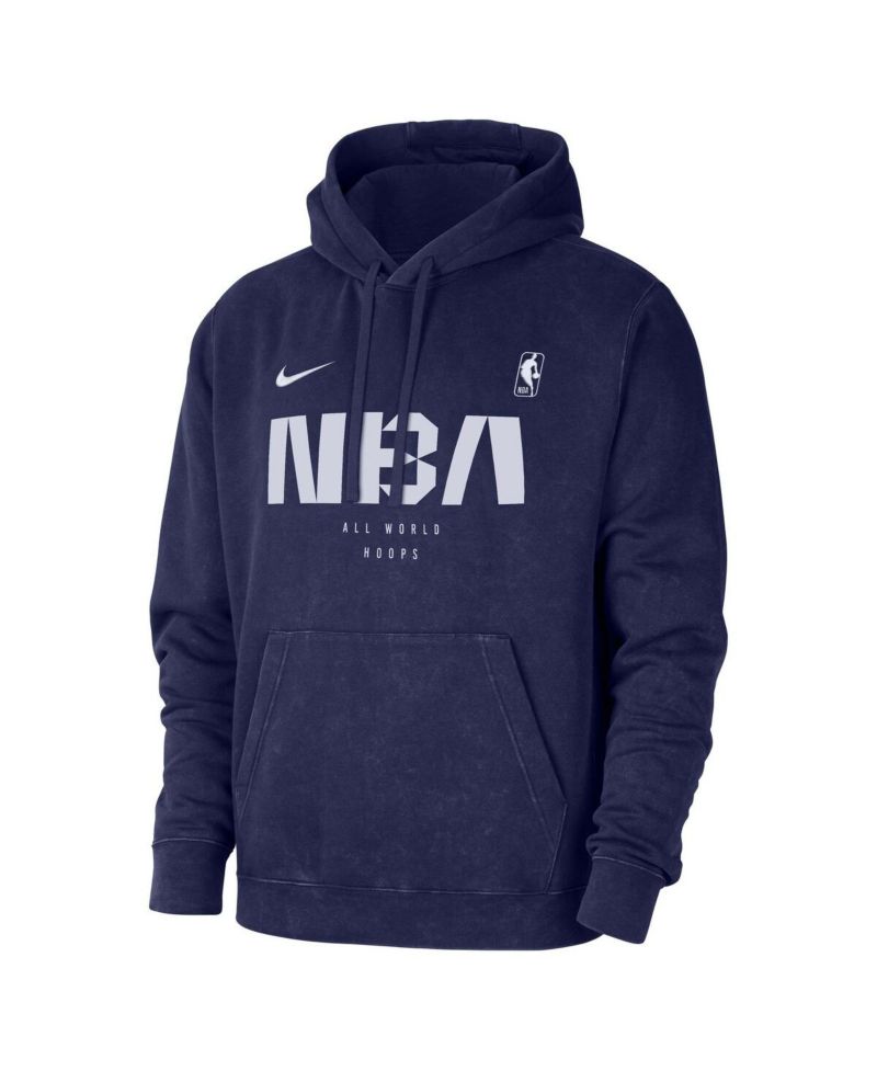 Men's Blue NBA All World Hoops Club Washed Pullover Hoodie