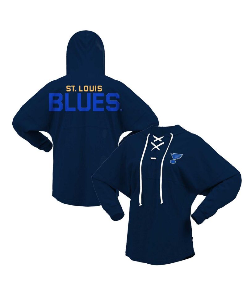 Men's and Women's Navy St. Louis Blues Jersey Lace-Up V-Neck Long Sleeve Hoodie T-Shirt