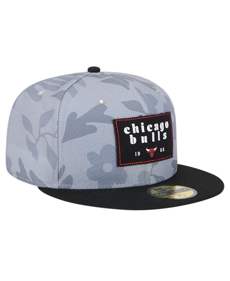 Men's Gray Chicago Bulls Palm Fronds 2-Tone 59FIFTY Fitted Hat