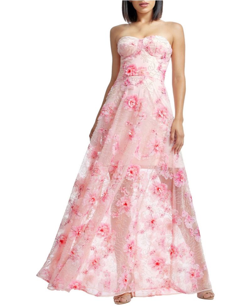 Women's Connor Strapless Sweetheart 3D-Floral Gown