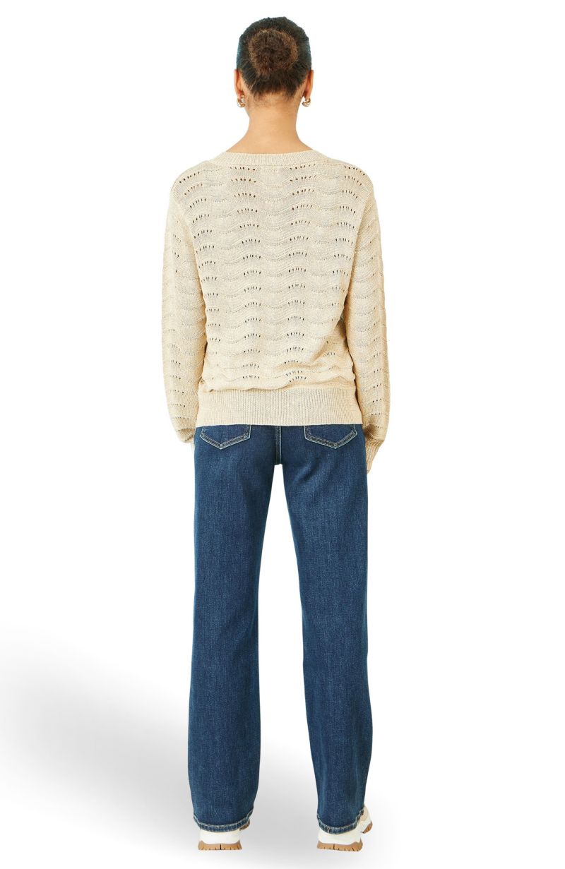 Women's Wave Metallic Thread Relaxed Jumper