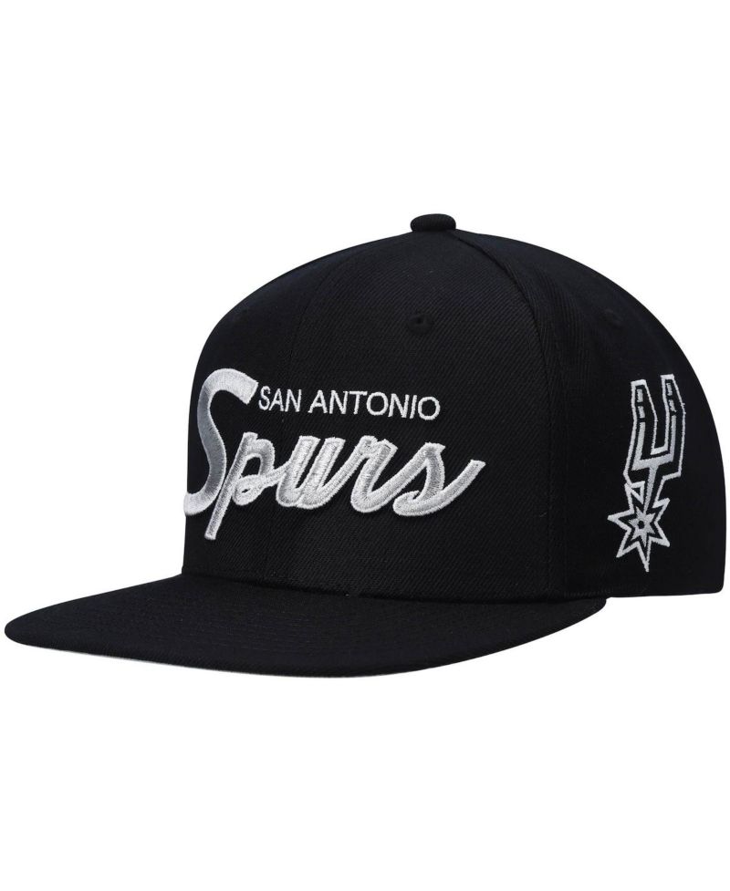 Men's Black San Antonio Spurs Hardwood Classics Script 2.0 Snapback Hat