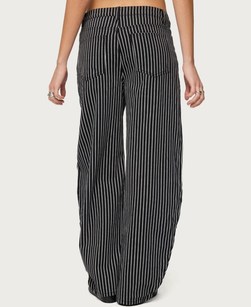 Women's Pinstripe Low Rise Barrel Leg Jeans