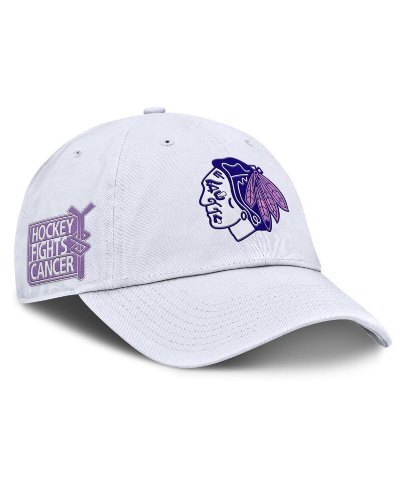 Men's White Chicago Blackhawks Authentic Pro Hockey Fights Cancer Adjustable Hat