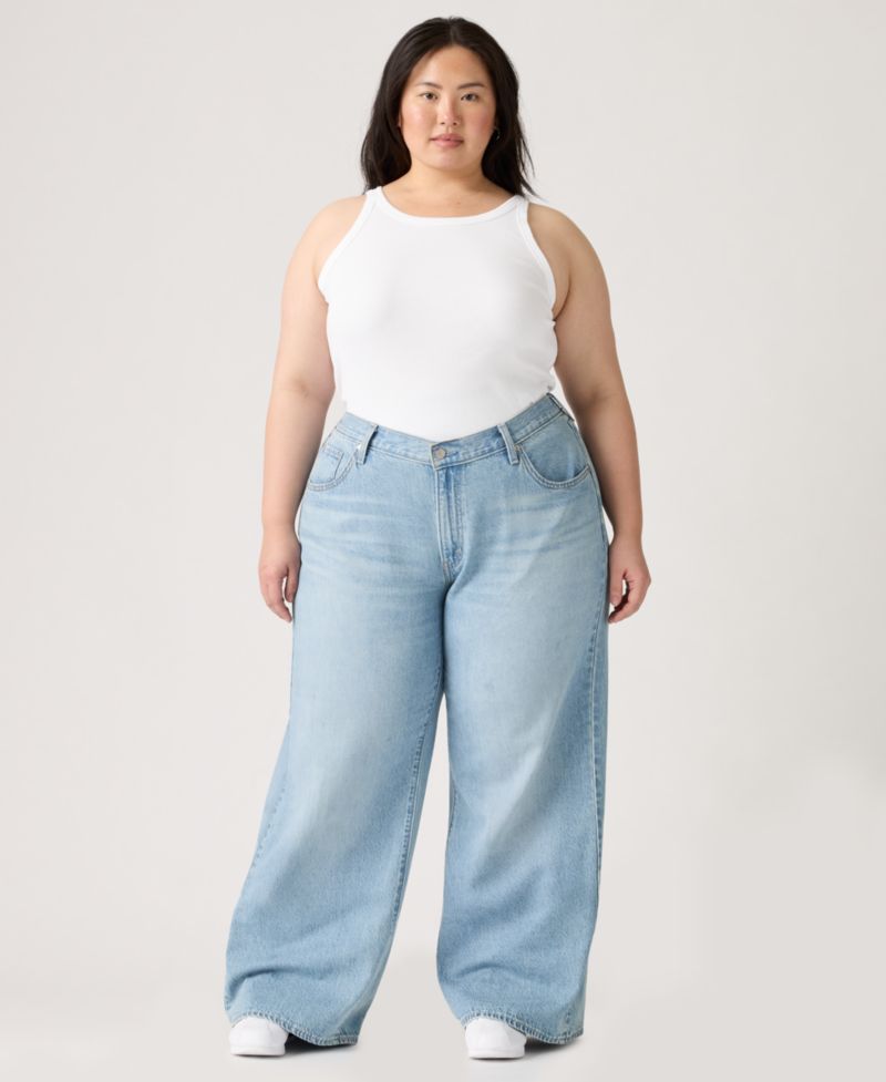 Women's Cinch-Waist Lightweight Baggy Jeans
