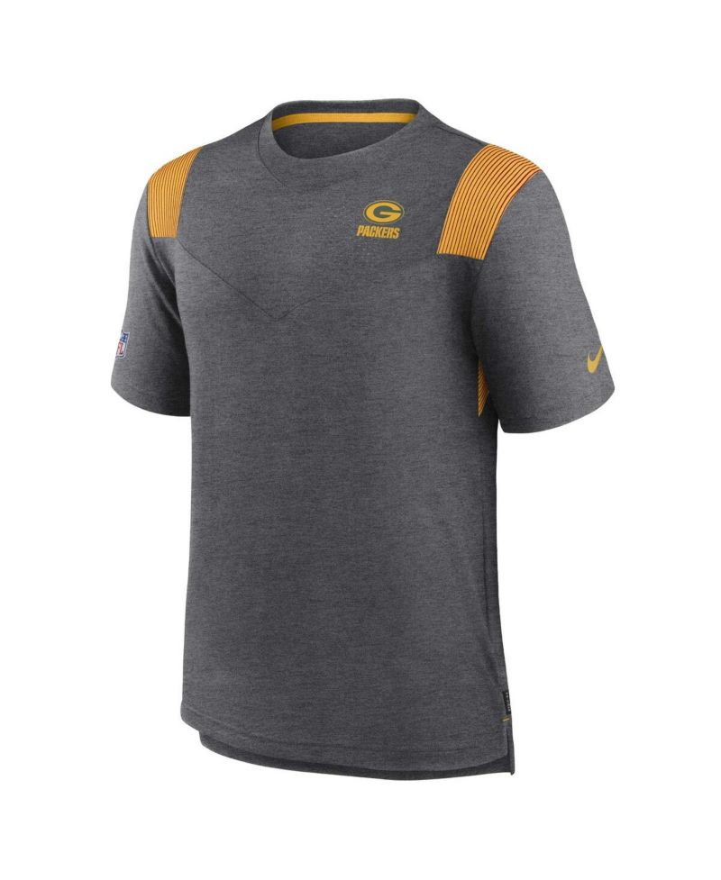 Men's Heather Charcoal Green Bay Packers Sideline Tonal Logo Performance Player T-shirt