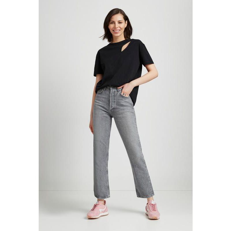 Women's Leonie Organic Cotton Jersey Boxy Half-Sleeve Cutout-Shoulder Top
