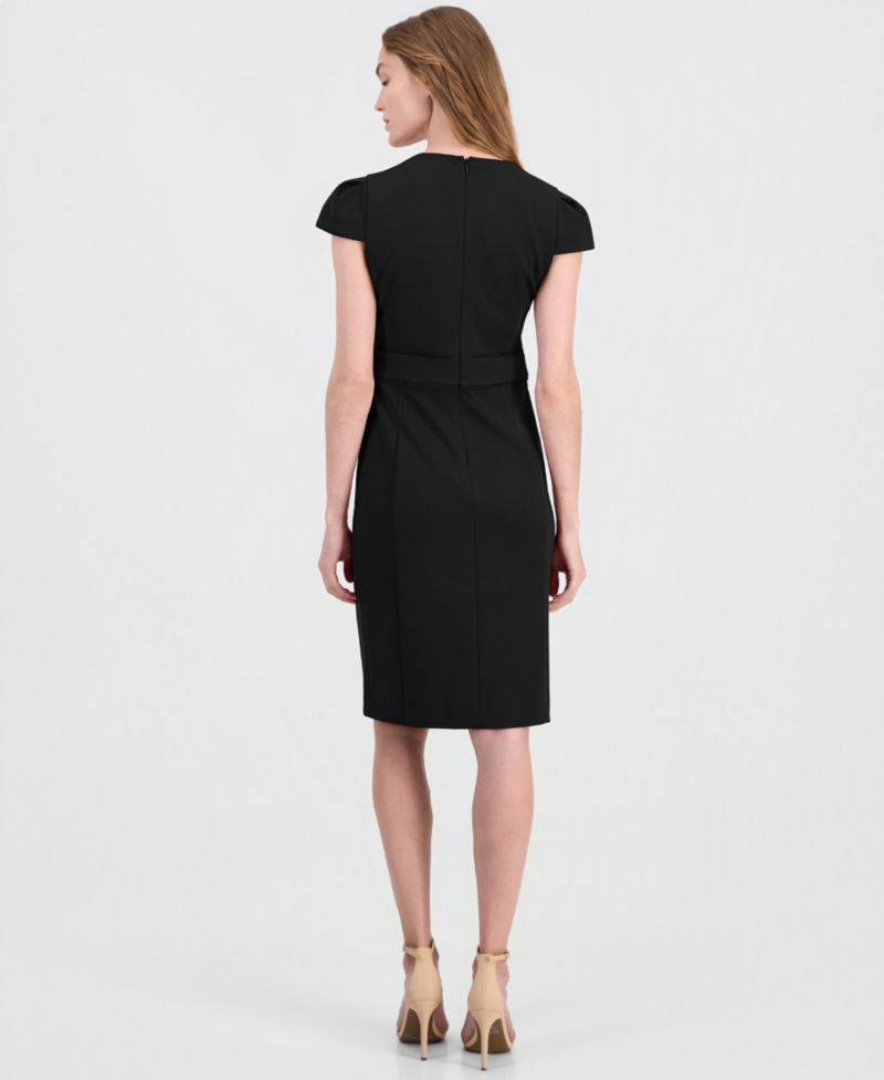 Women's Trim Seam Detail Crewneck Sheath Dress