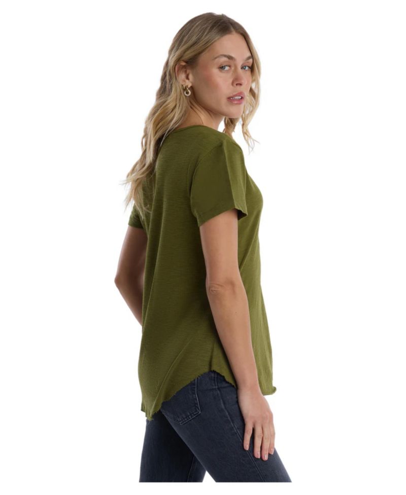 Women's V-Neck Henley Short Sleeve Tee