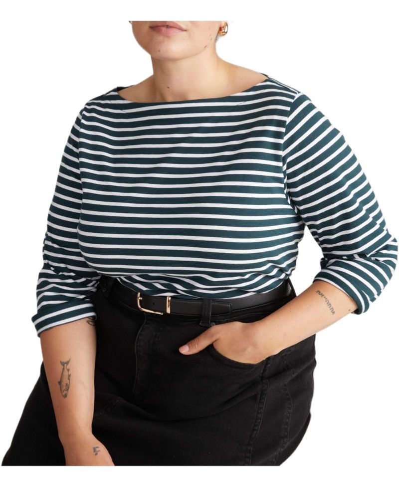 Women's Plus Size Belle Breton Stripe Jersey Tee