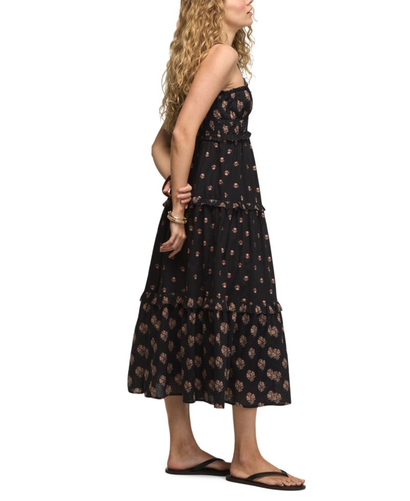 Women's Strappy Print V-Neck Mix Maxi Dress