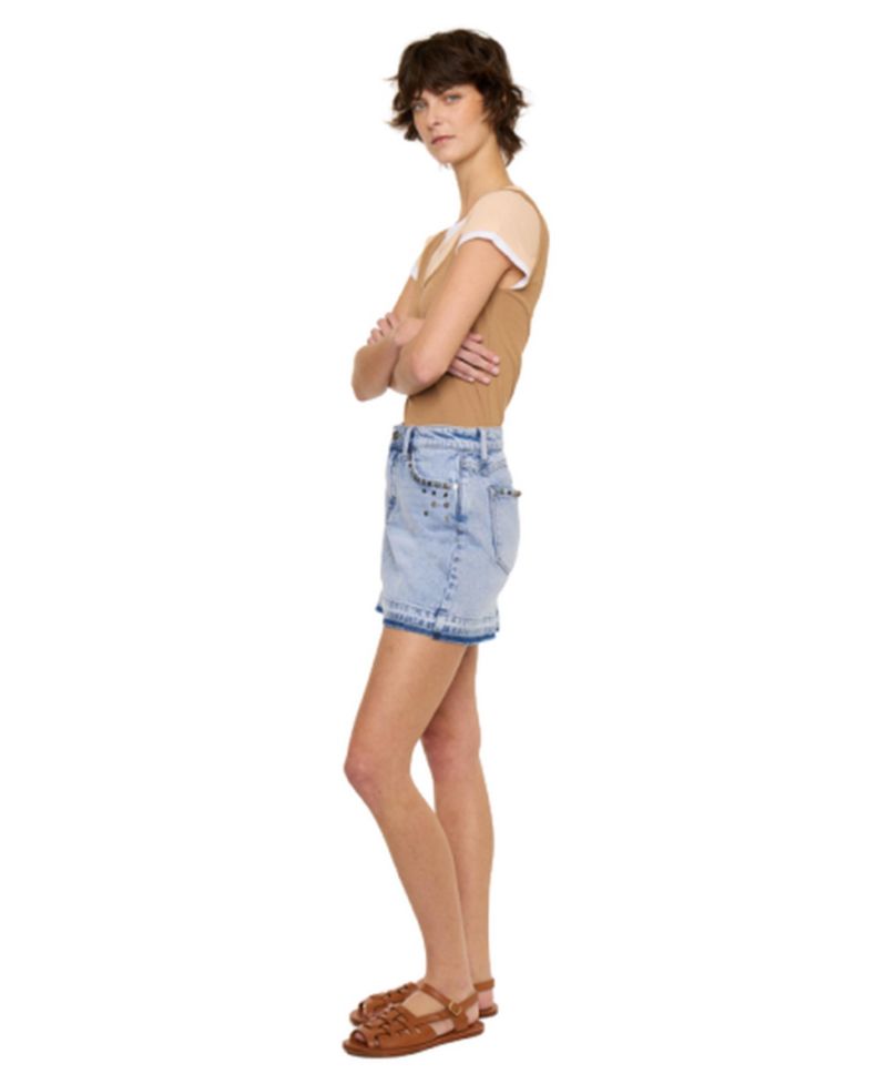 Women's USA Mildred Mid Rise Western Studded Denim Skirt