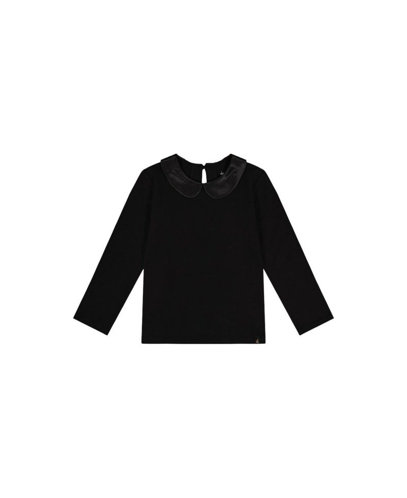 Little and Big Girl 6 -14 Organic Cotton T-Shirt with Peter Pan Collar