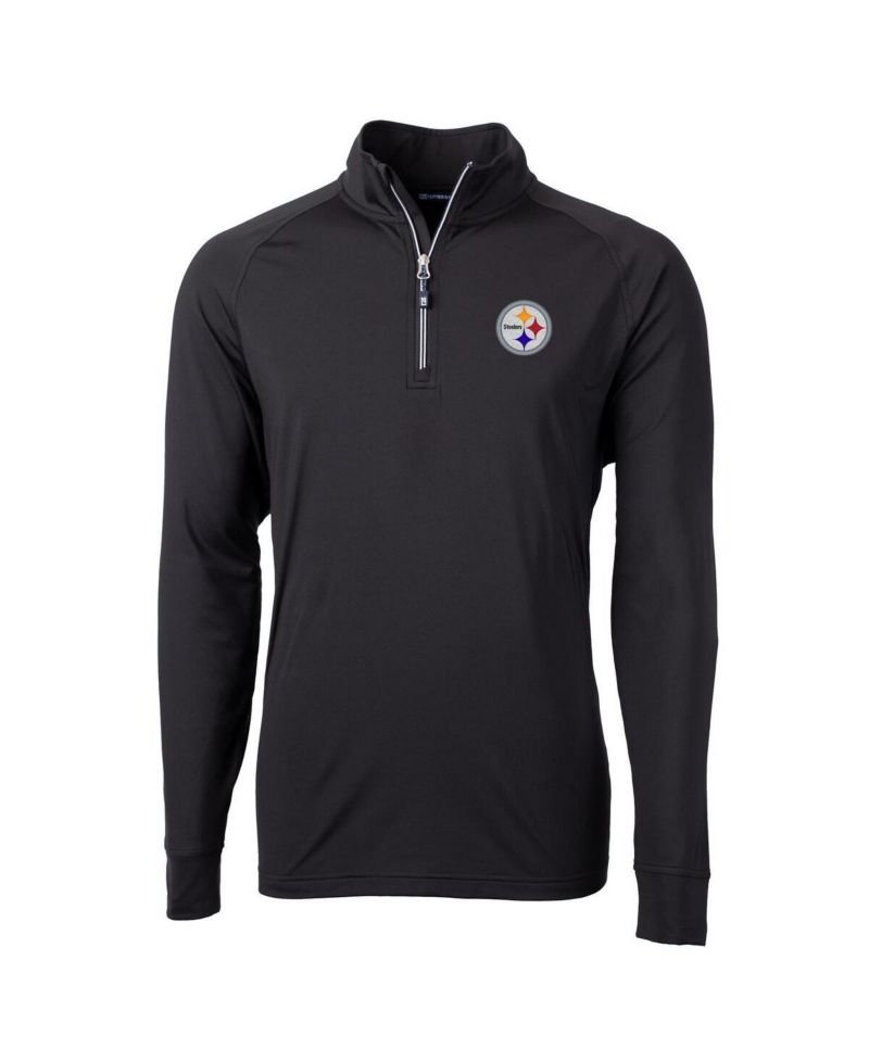 Men's Black Pittsburgh Steelers Big & Tall Adapt Knit Quarter-Zip Pullover Jacket